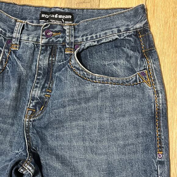 Vtg 90s Y2K Rocawear Baggy Jeans 34x32 Logo Embroidered Big Pockets Goth Skater - Picture 3 of 11